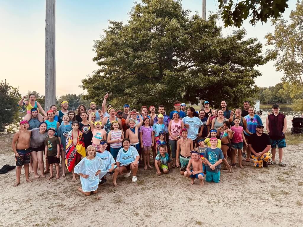 Campers enjoying the lake